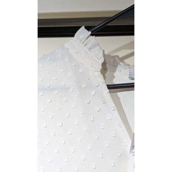 J. Crew NWT Swiss Dot Ivory Ruffle Trim V-Neck Popover Blouse Womens Sz S - Picture 6 of 12